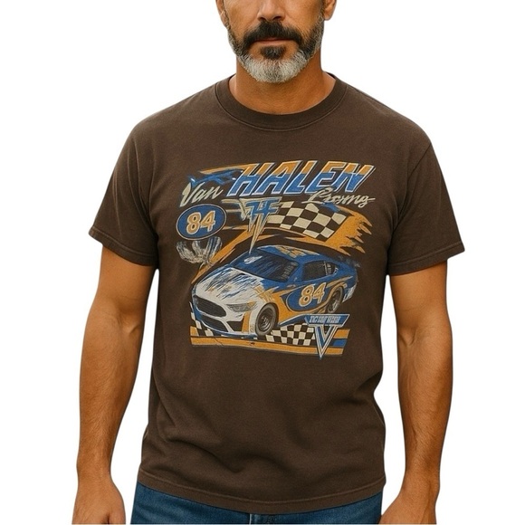 Van Halen Tops - Van Halen 84 Race car Brown Graphic Tee T-shirt Unisex L
